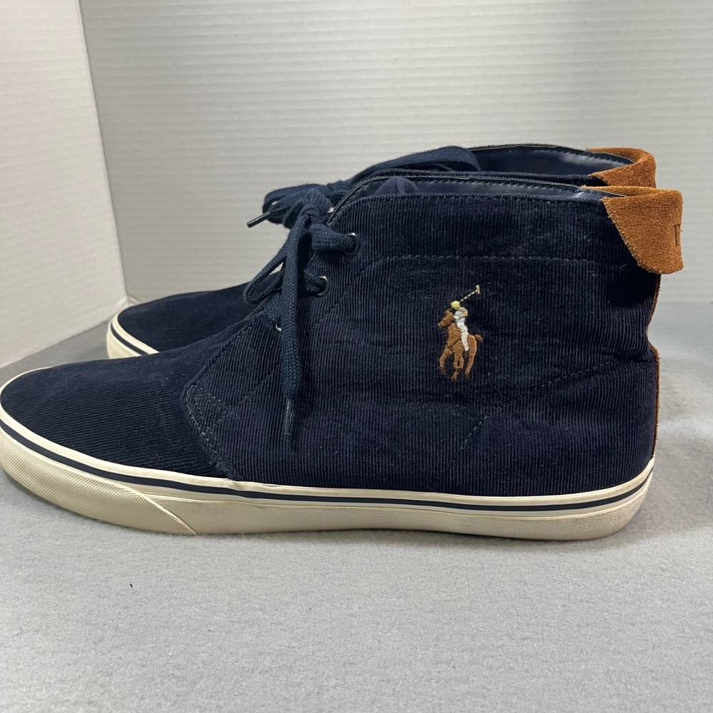 Polo Ralph Lauren Mens Navy Corduroy Mid Top Sneakers TALIN Shoes Size 15D